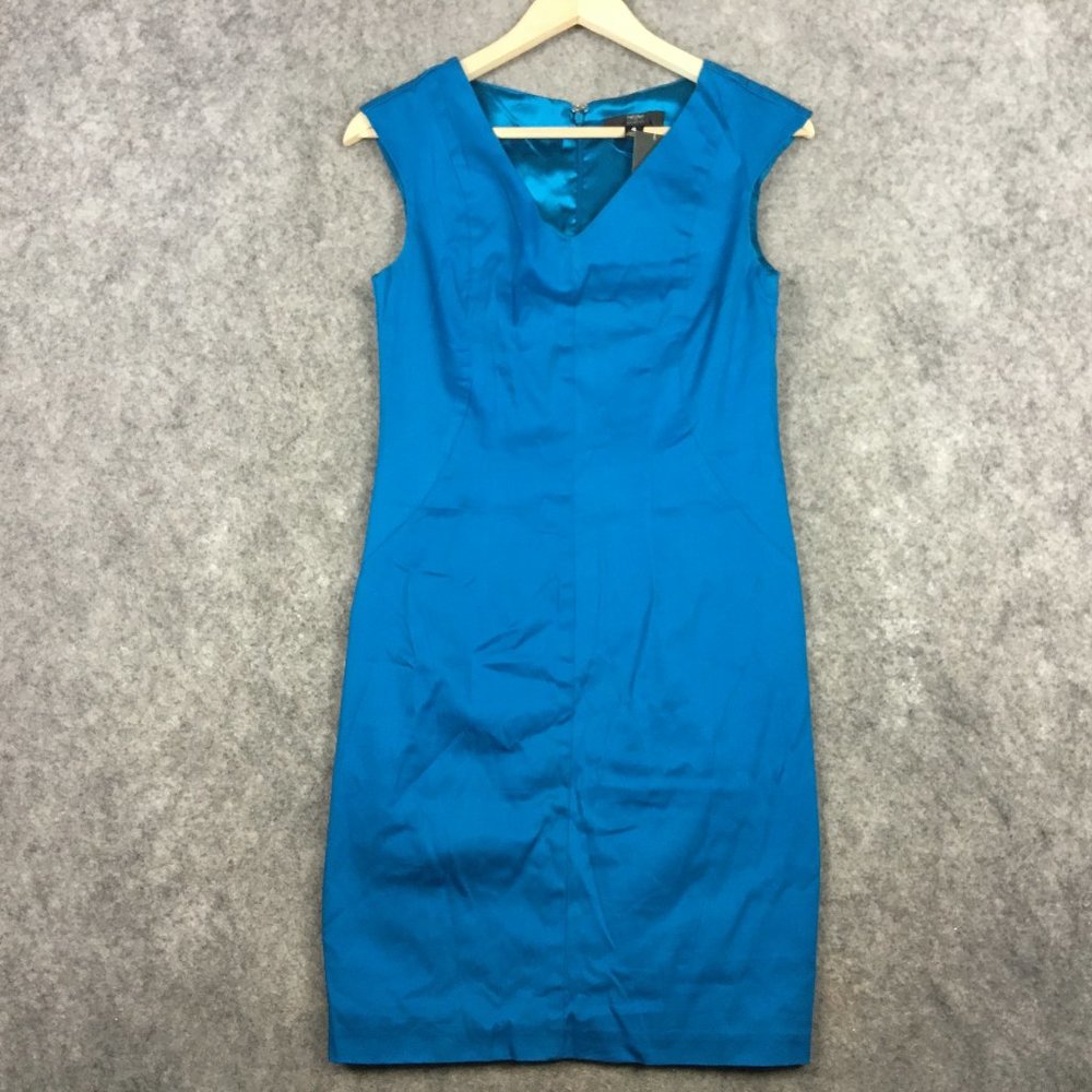 Mossimo Dress 4 Sheath V Neck Cap Sleeve Solid Blue Stretch Career Cocktail